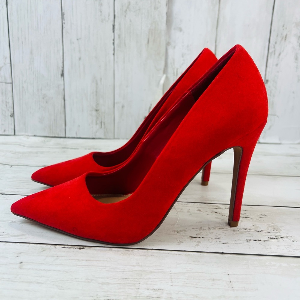 Women's Giselle Shoedazzle, Faux Suede, red Stiletto High Heels Size 7